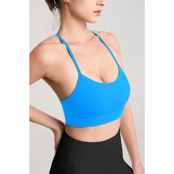Colorskin Women’s Blue Sports Bra Removable Pads Yoga Medium Support Y Back XL - Picture 2 of 4